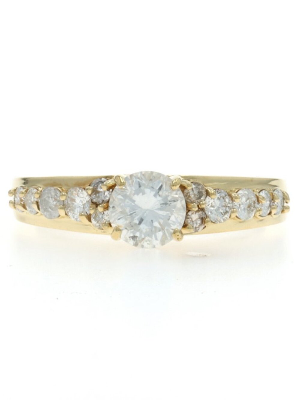Yellow Gold Diamond Engagement Ring - 18k Round Brilliant 1.25ctw